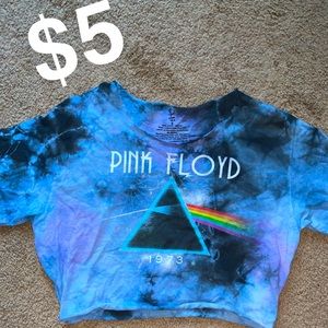 Tie Dye Pink Floyd Cropped Tee